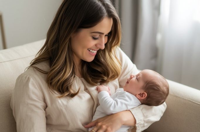 Como aumentar a produção de leite materno com mãe segurando bebê no colo durante a amamentação