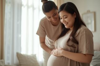 Doula dando assistência para a gestante