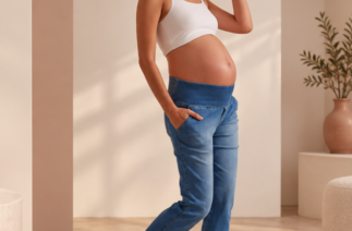 Calça jeans gestante da Agora Sou Mãe
