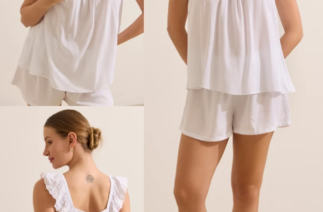 Pijama gestante branco short doll maternidade leve e confortável para gravidez e amamentação
