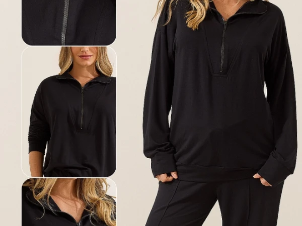 Look de moda gestante inverno com calça preta reta de cós regulável para gestante