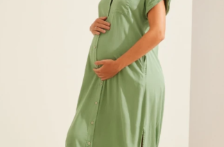 vestido soltinho para gestante camisão em viscose verde claro
