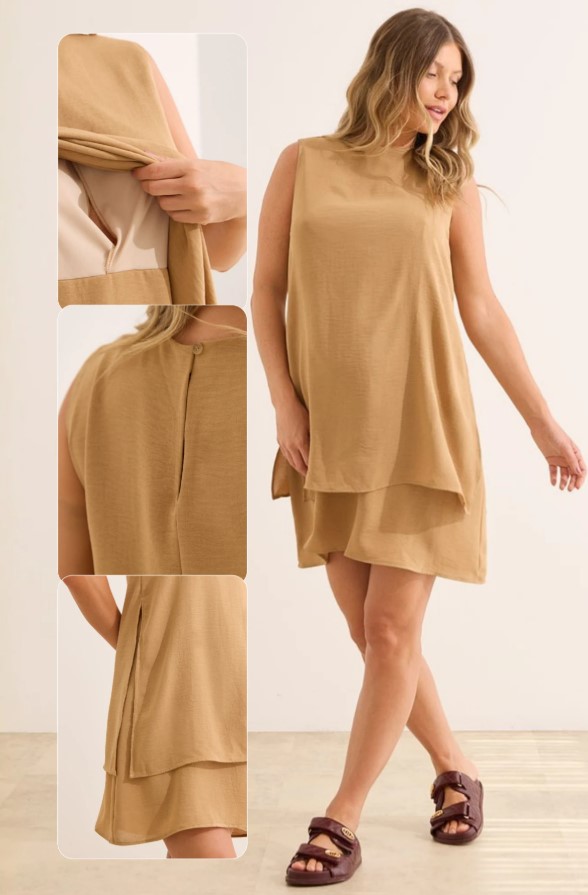 Gestante usando vestido para gestantes jovens midi canelado em ensaio de gravidez ao ar livre